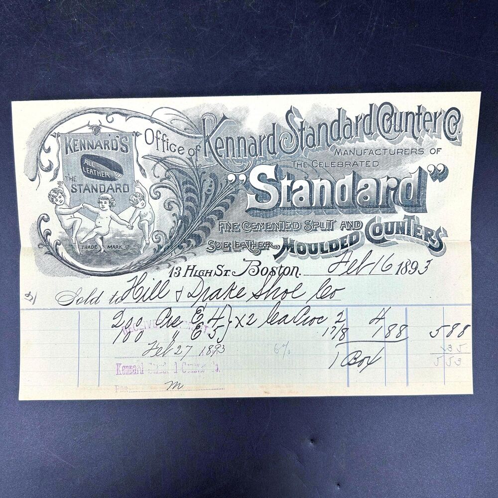 Vintage Paper Boston Billing Head Design (1893) Antique Invoice Receipt